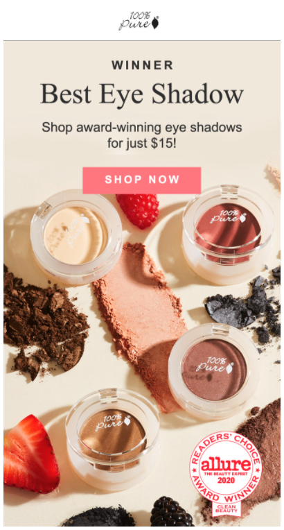 100% PURE marketing email