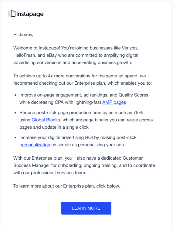 Instapage email